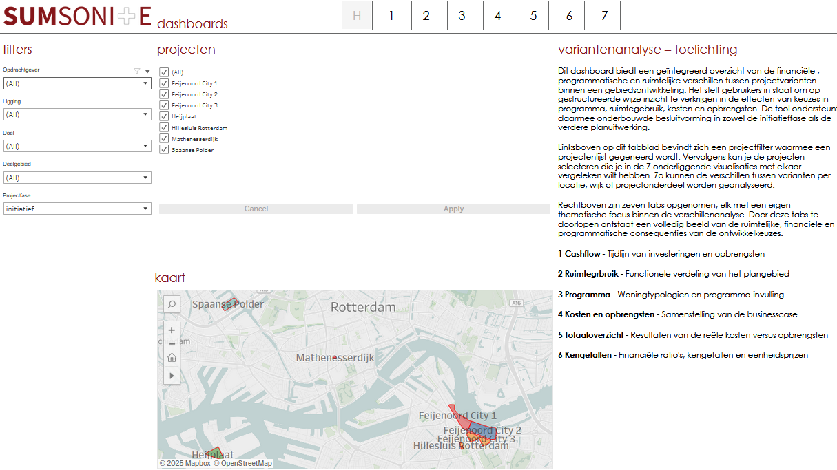 Filter en projectselectie